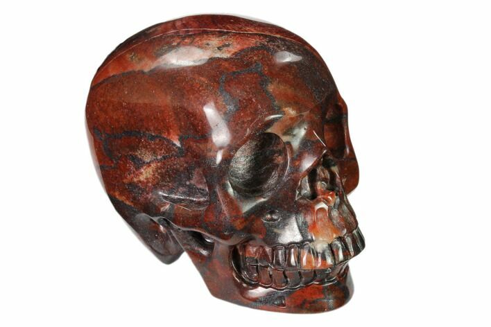 Realistic, Polished Red Picture Jasper Skull #150959